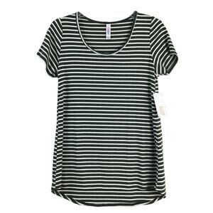 NWT Lularoe Classic T Size XS dark green white stripe ribbed cabincore shirt top
